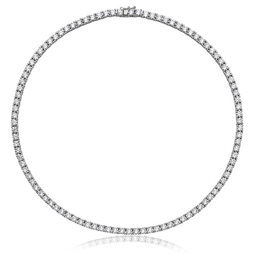 SILVER CLAW SET ROUND CZ LINE NECKLET