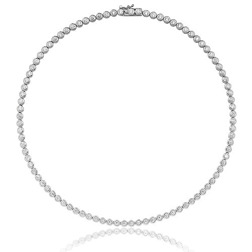 SILVER RUBOVER SET ROUND CZ LINE NECKLET