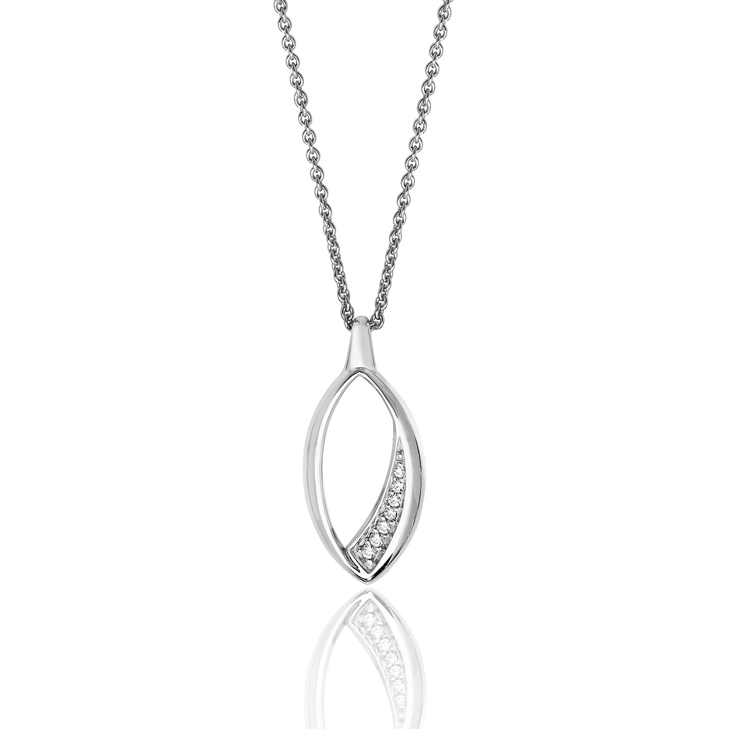 SILVER PAVE SET CZ MARQUISE PENDANT AND CHAIN