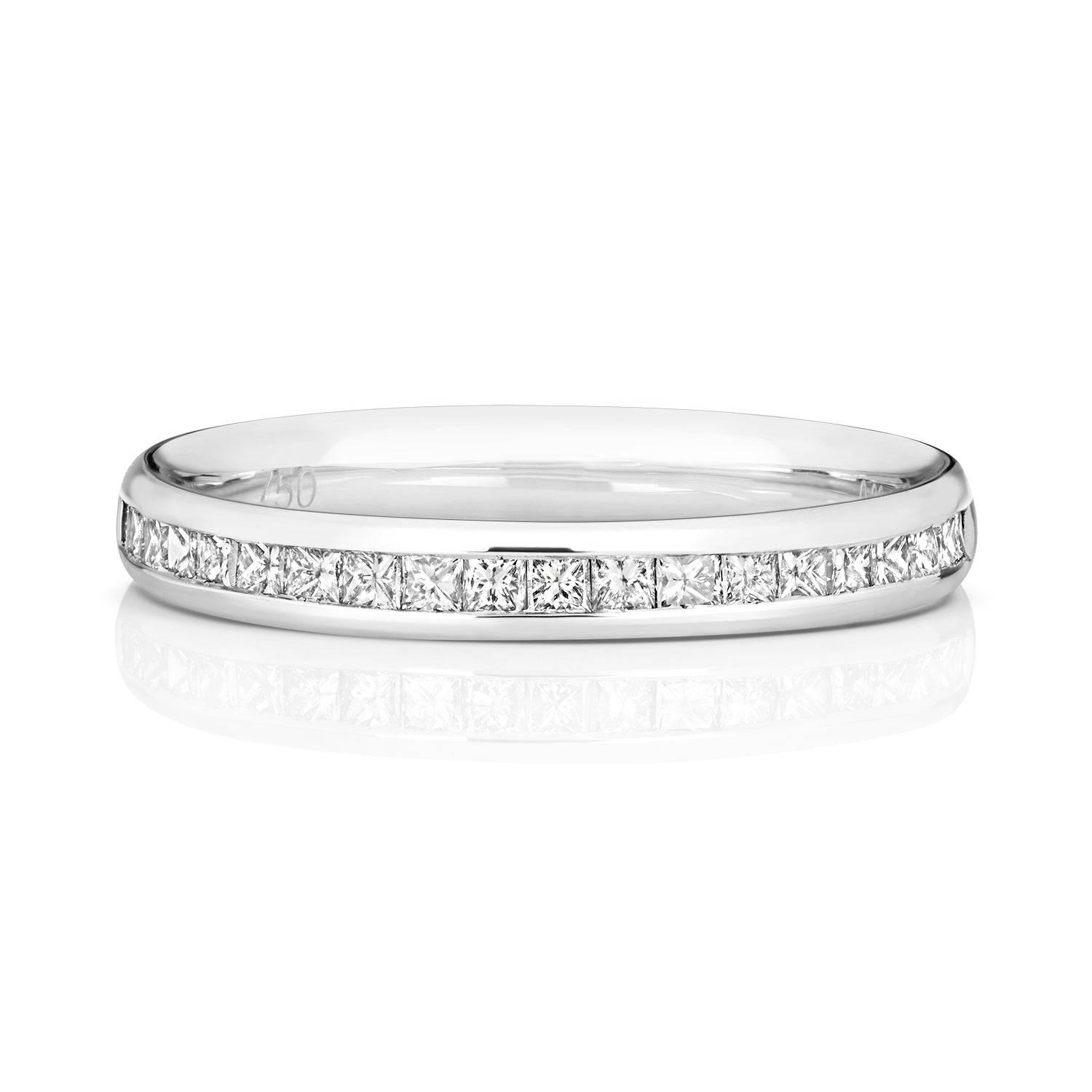 DIAMOND CHANNEL SET PRINCESS CUT ETERNITY RING IN PLATINUM