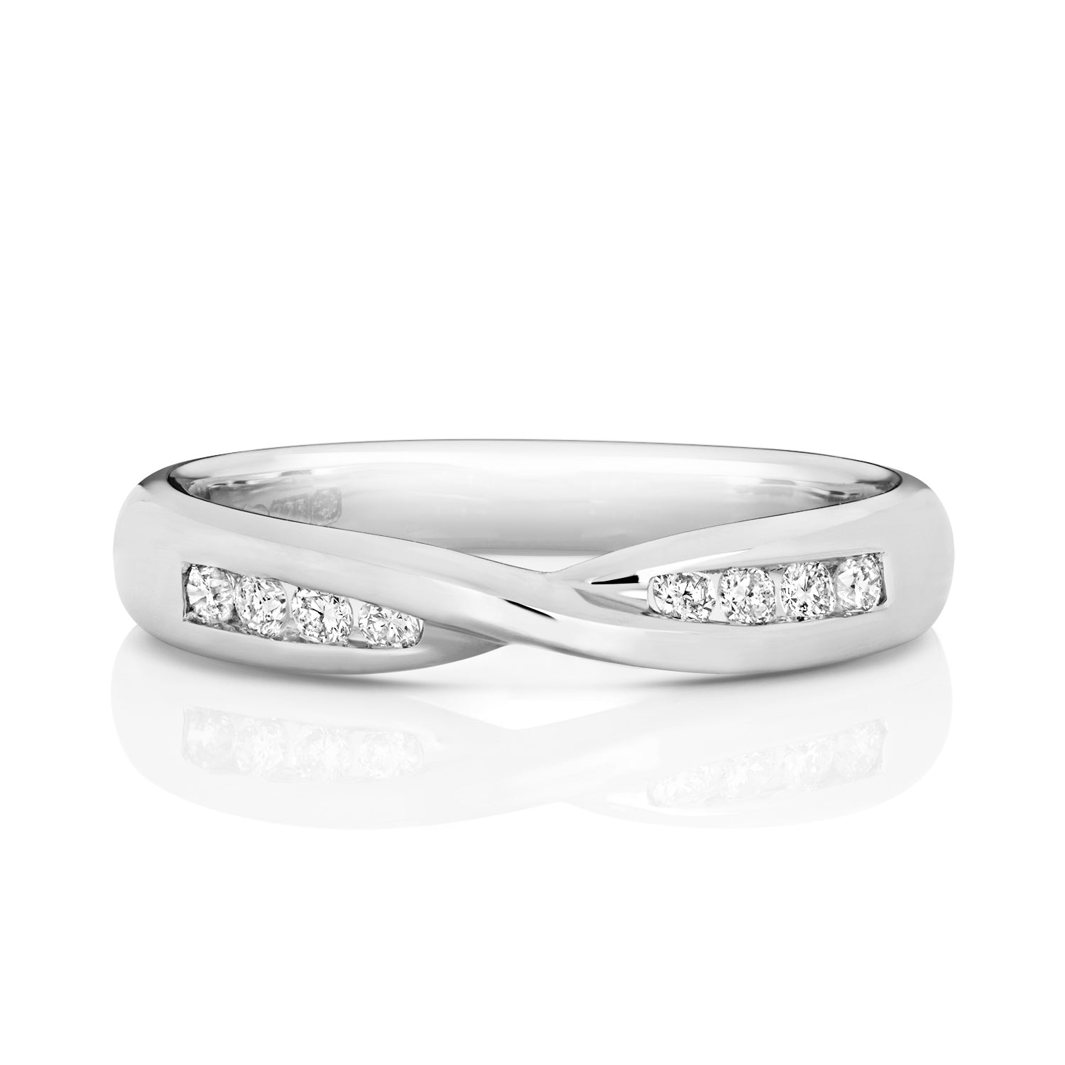 DIAMOND CHANNEL SET CROSSOVER BAND IN 9CT GOLD