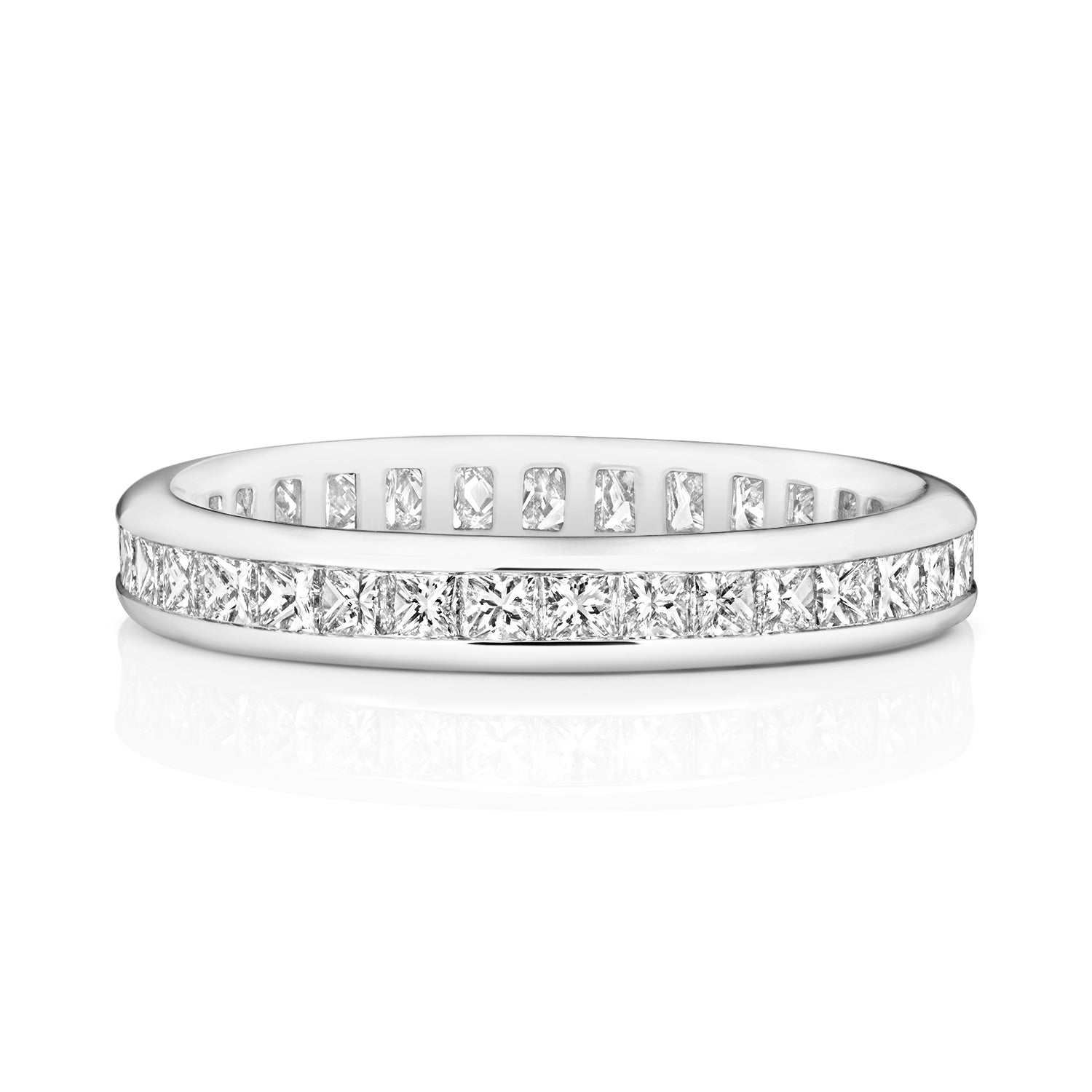 DIAMOND CHANNEL SET PRINCESS CUT FULL ETERNITY RING IN PLATINUM