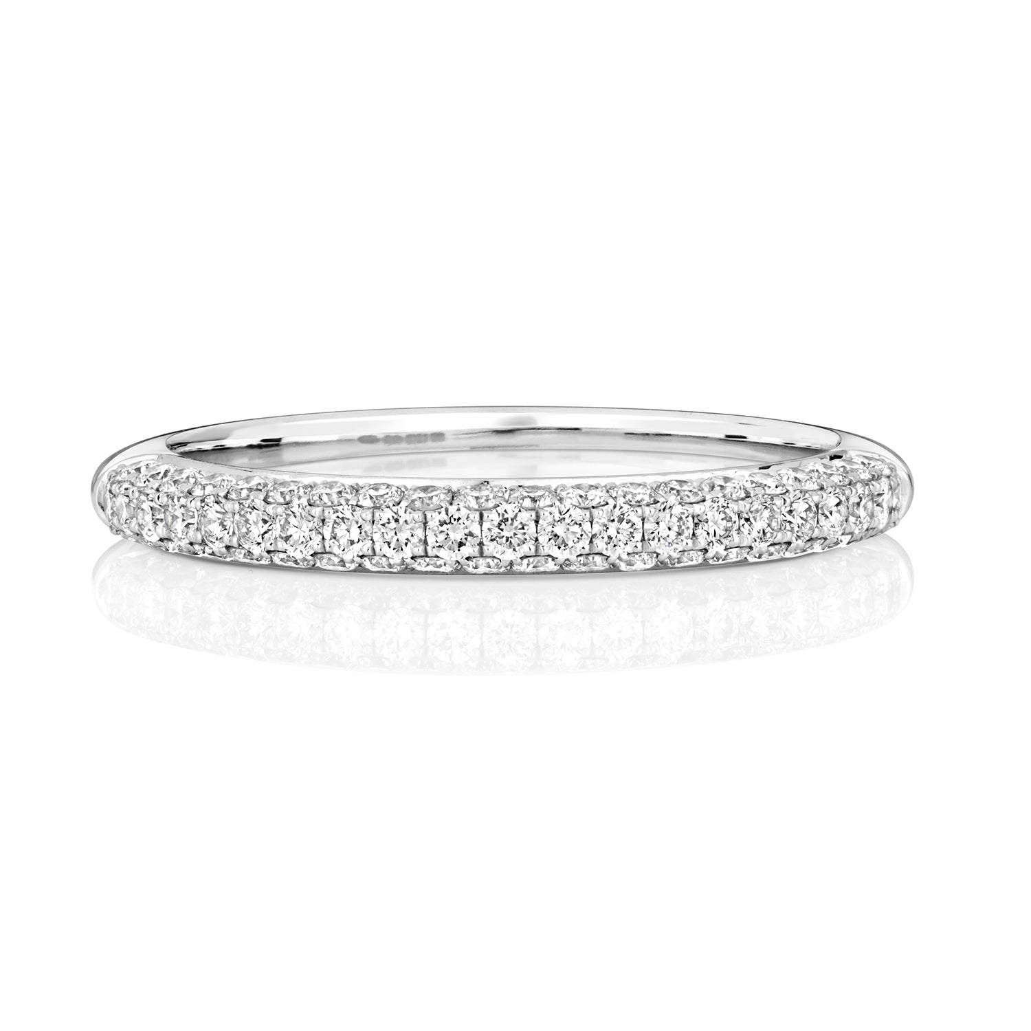 DIAMOND PAVE SET 3 ROW HALF ETERNITY RING IN PLATINUM
