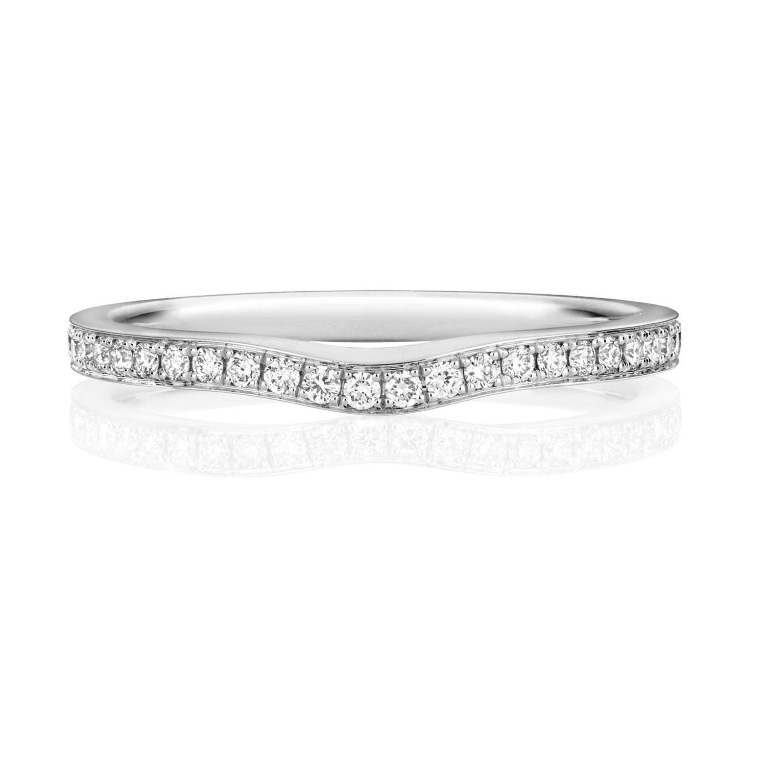 DIAMOND CLAW SET SLIGHT WAVE WEDDING RING IN PLATNIUM