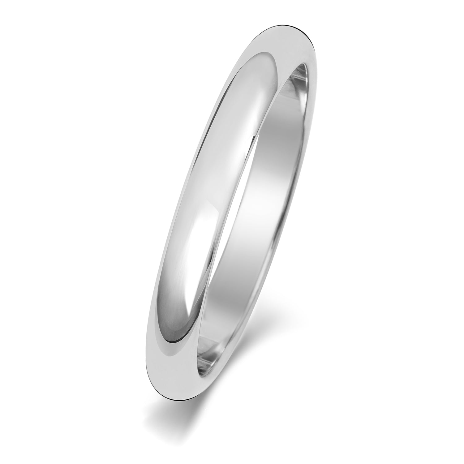 18CT WHITE GOLD 2.5MM D SHAPE HEAVY WEDDING RING
