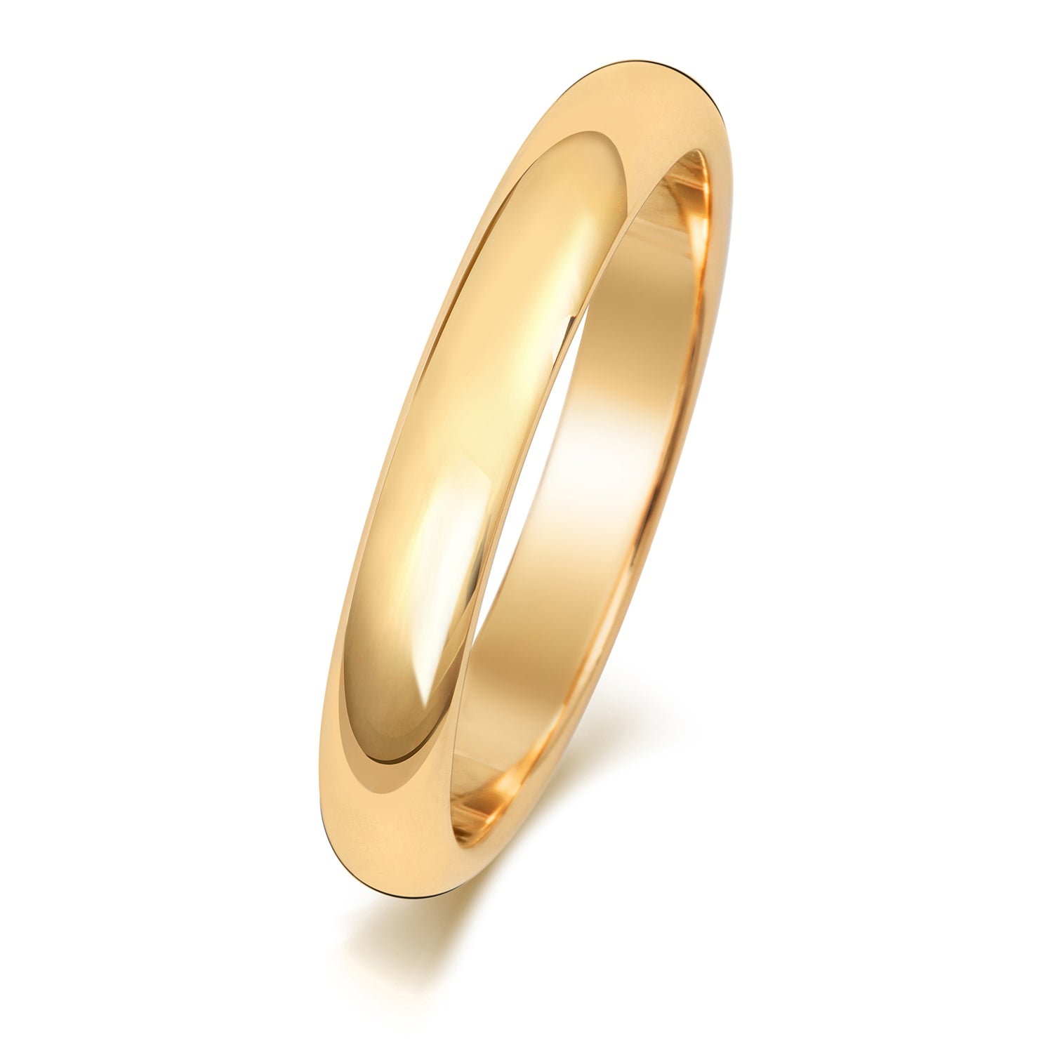 18CT GOLD 3MM D SHAPE HEAVY WEDDING RING
