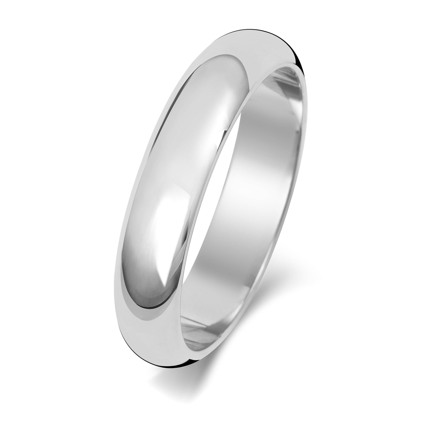18CT WHITE GOLD 4MM D SHAPE HEAVY WEDDING RING