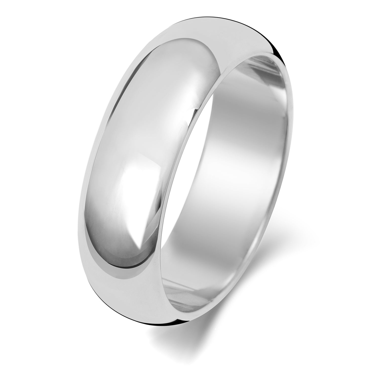 18CT WHITE GOLD 6MM D SHAPE HEAVY WEDDING RING
