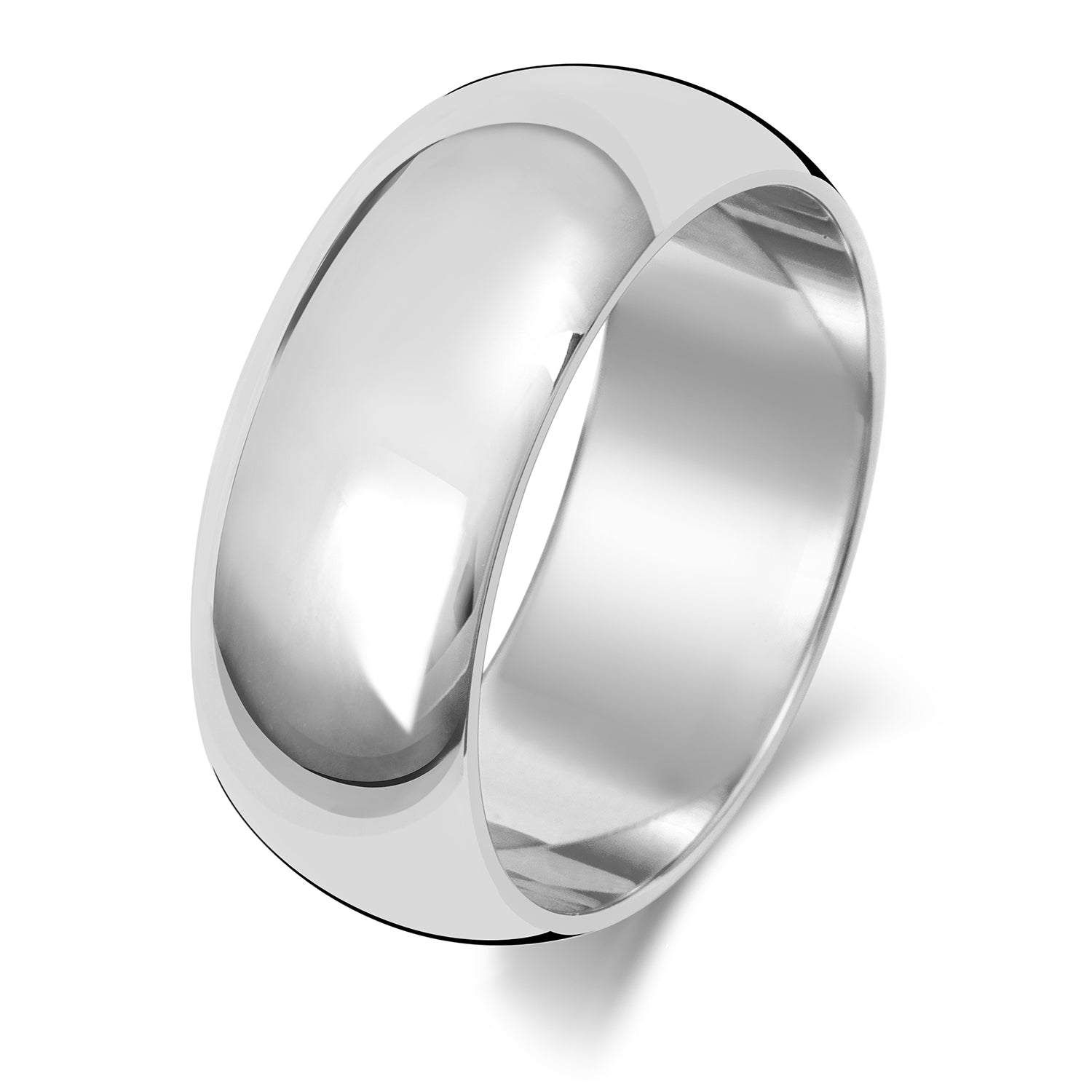 18CT WHITE GOLD 8MM D SHAPE LIGHT WEDDING RING