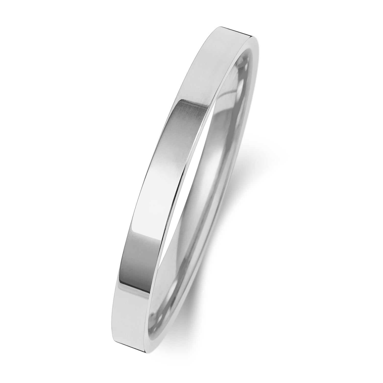 18CT WHITE GOLD 2MM FLAT COURT EXTRA HEAVY WEDDING RING