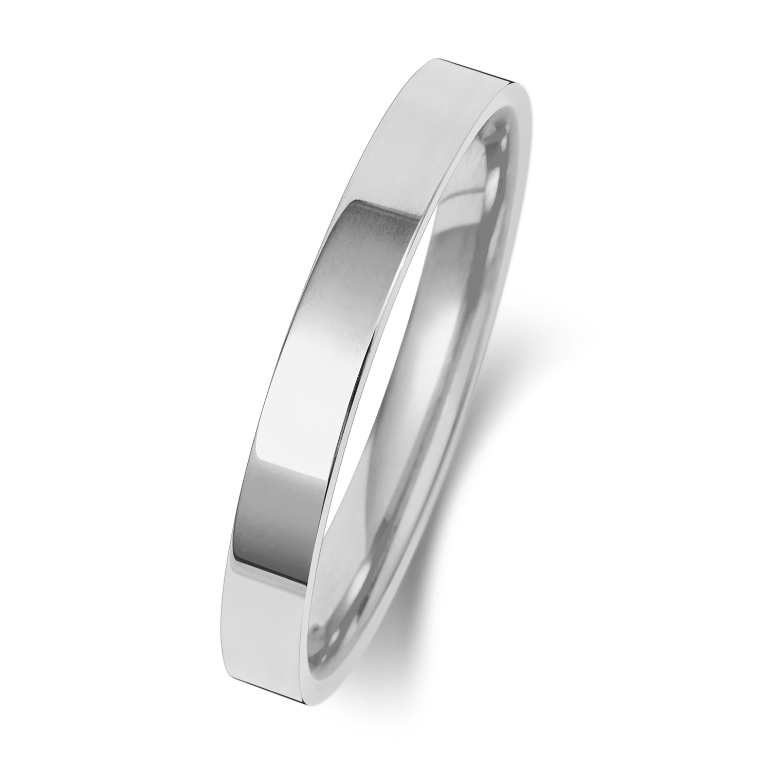 18CT WHITE GOLD 2.5MM FLAT COURT EXTRA HEAVY WEDDING RING
