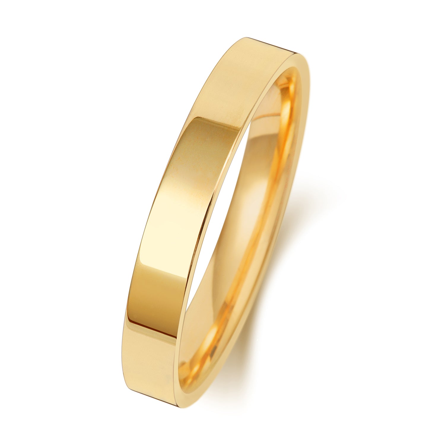 18CT GOLD 3MM FLAT COURT EXTRA HEAVY WEDDING RING